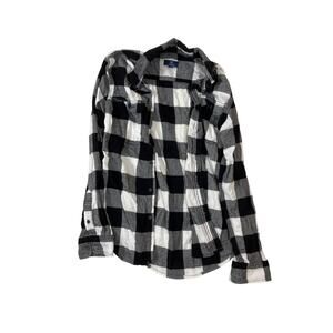 Black White Buffalo Plaid Flannel Men's Small/Womens M Fall